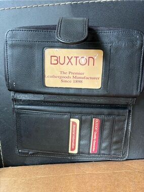 Buxton Black Leather Folded Men’s Wallet with Card Slots